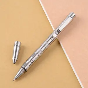 قلم حبر كروي خارجي معدني من التيتانيوم مع مصباح يدوي Led قلم متعدد الأدوات من التنغستن