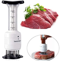 Injecteur de viande de marinade en acier inoxydable, injecteur d'attendrisseur de marinade seringue à saveur d'aiguille cuisson viande volaille dinde poulet