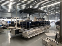 Yacht ponton de luxe en aluminium soudé, best-seller, avec moteur hors-bord et toboggan pour utilisation en rivière