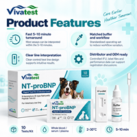 Kit de test NT-proBNP pour chiens et chats, biomarqueur cardiaque, insuffisance cardiaque, dépistage vétérinaire rapide, certifié CE, durée de conservation de 2 ans