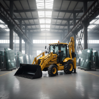 Yesbetter WZ388 4x4 Wheeled Backhoe Loader dengan Gearbox, Daya 75KW, Kapasitas Bucket 1CBM, Bersertifikasi CE, Sedang Dijual