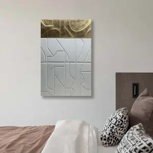 JZ 홈 장식 손 금박 나무 조각 작품 추상 릴리프 페인팅 대형 3D 벽 나무 예술