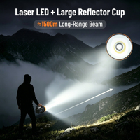 Lampe torche solaire rechargeable longue portée 1500M, laser COB double lumière, étanche, pour la chasse, le sauvetage, le camping, la pêche