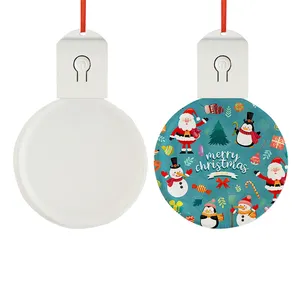 Custom Dubbele Zijdruk Sublimatie Blanco Ronde Vorm Acryl Xmas Ornament Met Licht