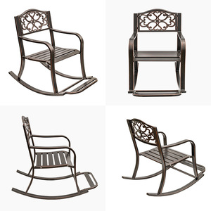 Fauteuil à bascule en aluminium moulé, mobilier de jardin extérieur, design traditionnel, chaise de patio monoplace - Product Image 1