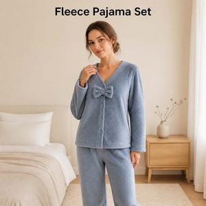 Set <span class=keywords><strong>Pigiama</strong></span> da Donna in Flanella, Morbido e Soffice, con <span class=keywords><strong>Bottoni</strong></span> Frontali, 2 Pezzi - Product Image 2