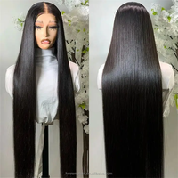 Perruque en cheveux humains lisses, sans colle, avec dentelle frontale HD complète, longue, confortable à porter, qualité 12A, fabriquée à partir de cheveux indiens bruts bon marché