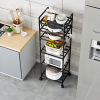 Étagères mobiles à plusieurs niveaux en acier au carbone, type sur pied, chariot de rangement durable pour micro-ondes et casseroles, avec roulettes, pour cuisine