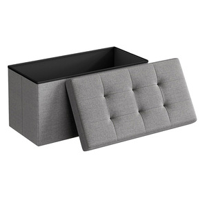 Banc Coffre de Rangement Pliable en Tissu de 76CM 30 Pouces Pouf et Tabouret Élégant pour Salon et Chambre à Coucher - Product Image 1