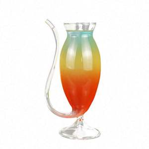 Prix d'usine Verre à vin rouge en verre borosilicate transparent de haute qualité avec paille, design original, 501-600ml, pour les fêtes - Product Image 3