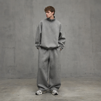 Ensemble sweat-shirt et pantalon de survêtement en polaire épais surdimensionné à col montant et fermeture éclair quart de tour pour homme, collection hiver décontractée Benta Shangpin