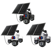 Caméra solaire extérieure à trois écrans, 3 objectifs, vidéo panoramique, moniteur domestique, caméra solaire 4G, capteur CMOS Cloud, carte TF 256 Go