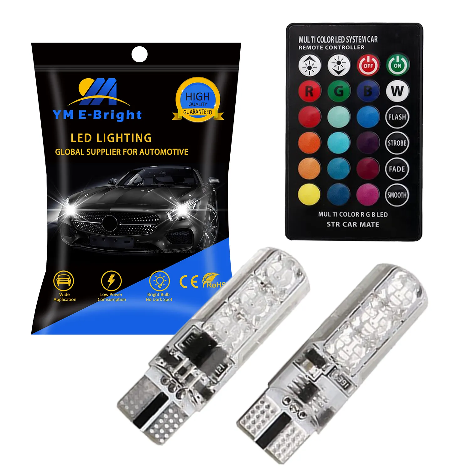 ユニバーサル12VカーLEDT10 LED RGB50506SMDコントローラー読み取りウェッジライト信号ランプLEDカーライト