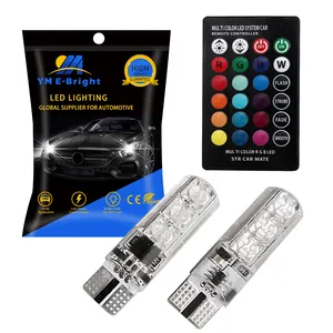 Lampu sinyal LED mobil Universal, lampu baca Wedge pengontrol RGB 5050 6SMD LED T10 12V