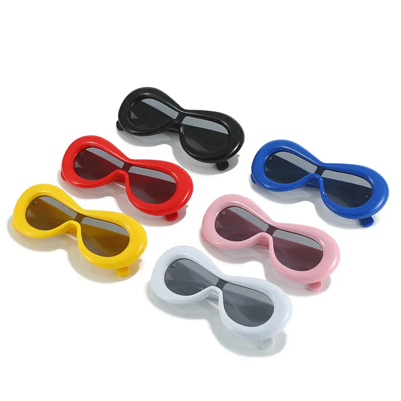 Inflated Mask Sunglasses for Women Men Trendy Designer Oversized Oval Thick Frame Y2K Glasses