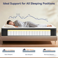 Matelas de printemps haut de gamme avec ressorts ensachés, motif tissé imprimé, imperméable, double/twin, pour lit en caissons