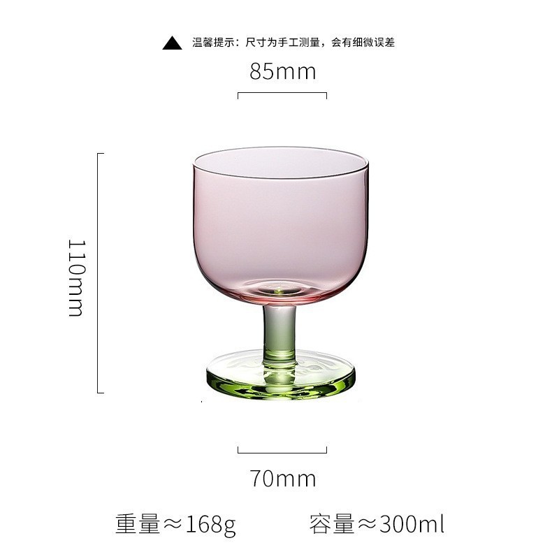 Verre à pied court en forme de pêche (fond épais)