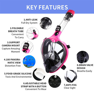 Máscara de Snorkel de Cara Completa HhaoSport para Niños, Antiderrames, con Soporte para Cámara, para Natación - Product Image 1