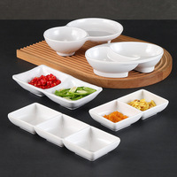 Plat rectangulaire en mélamine, petit plat commercial pour snacks, plateau à condiments avec conception unitaire à deux ou trois compartiments