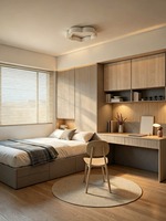 Set Kamar Tidur Tatami dari Paduan Aluminium Hemat Energi dan Ramah Lingkungan dengan Lemari Meja Terintegrasi Tahan Api