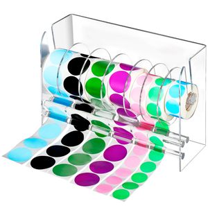 Dispensador de pegatinas acrílicas ajustable, organizador de Soporte de etiquetas de 7 Discos para oficina, hogar, escritorio, cajón organizador conveniente - Product Image 1