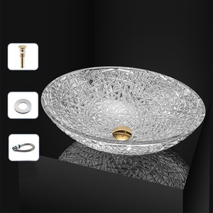Lavabo da Appoggio HONGDEC di Lusso Moderno in Vetro Cristallo Trasparente con Foro Singolo, Ecologico e Facile da Pulire, per Bagno - Product Image 6