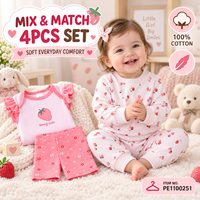 Ensemble de 3 bodys bébé 100 % coton imprimés à manches courtes pour 0-9 mois – Vente en gros, styles variés