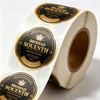 Etiqueta con Logotipo en Relieve, Etiqueta Autoadhesiva Impermeable Personalizada de Alta Calidad, Redonda, de Papel Sintético Negro, Marca Superior PT