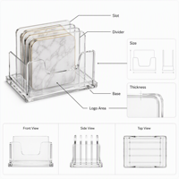 Support de rangement personnalisé en acrylique pour sous-verres, présentoir de comptoir transparent avec fentes verticales, plateau de présentation pour logo OEM