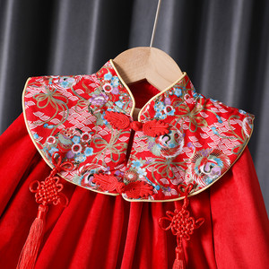 Girls Chinese Style Hanfu Dress Red Cotton New Year Outfit Traditional Clothing - Product Image 3