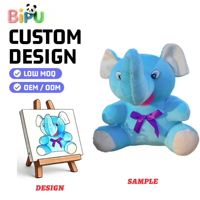 Fabricant OEM, peluche d'éléphant jaune personnalisée, jouet en peluche doux avec nœud, design personnalisé pour la promotion et les souvenirs