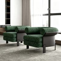 Fauteuil d'appoint moderne en velours vert, rembourré en éponge douce, avec pieds en titane noir, idéal pour salon, chambre ou bureau