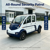 Véhicule de sécurité électrique robuste à 4 places avec logo personnalisé et feux d'avertissement rouge et bleu pour usage industriel et en usine