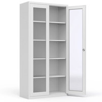 Meubles de rangement de fichiers de bureau en métal de style moderne, armoires de classement en acier à deux portes vitrées, vitrine pour livres pour l'école
