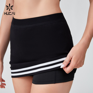 HUCAI OEM personalizado negro Activewear Piqué algodón Spandex pesado mujeres deportes tenis falda con Forro corto - Product Image 3
