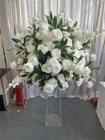 IFG Wholesale Boule de fleurs en soie de 70 cm, centre de table blanc et verdoyant pour mariage, fête des mères, décoration de Noël