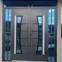 Porte d'entrée double moderne noire, isolation thermique, finition peinte imperméable aux UV, garantie 5 ans, construction en alliage d'aluminium