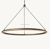 Luminaire circulaire à 2 niveaux de design américain Luminaire suspendu moderne pour salon Bureau Or Bronze Anneau circulaire Lustre à LED