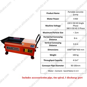 Bomba de Concreto Eléctrica Pequeña HD de Alta Eficiencia 4-5M/H 6m Vertical 8m Horizontal Bajo Consumo de Combustible Mini Bomba de Construcción - Product Image 6