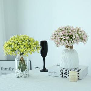 Fleurs artificielles Gypsophile Ice Storm bleues, blanches, jaunes, roses, violettes, en caoutchouc souple, pour mariage et décoration intérieure, lot de 3 - Product Image 2
