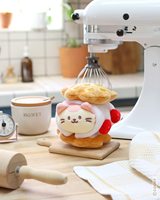 Peluche chat gaufré, jouet en peluche réversible de 6 pouces avec détails fraise, adorable peluche chat sur le thème des desserts