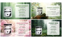 Ensemble de bougies parfumées panda faites à la main personnalisables, cire de soja, pot en verre, huile essentielle naturelle, sans fumée, coffret cadeau de Noël