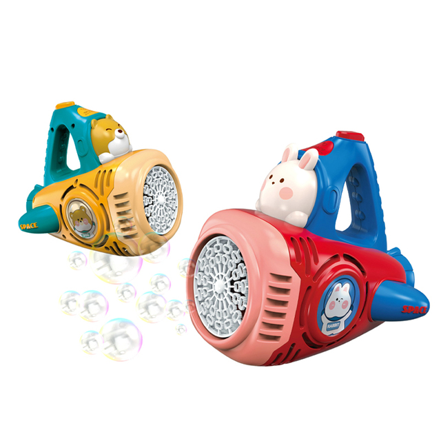 Automatic Quick Push Blowing Bubble Electric Cartoon Animal Toy Bubble Gun Machine Game for Children with Light Music Outdoor