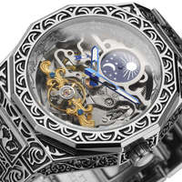 Montre FORSINING, marque de luxe, montres automatiques pour hommes, cadran squelette, entièrement en acier inoxydable, montre mécanique, Relojes Hombre