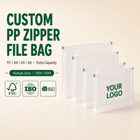 Pochette de rangement PP personnalisée avec logo, fermeture éclair, soufflet de fond de 30 mm, transparente dépolie, étanche, pour documents A4 A5 A6, avec anneau de traction, OEM ODM