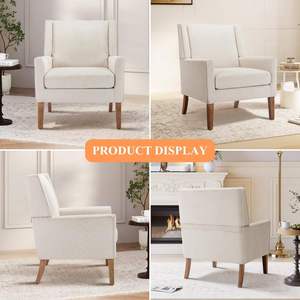 Fauteuil de relaxation individuel moderne en tissu gris, fauteuil club rembourré, fauteuil d'appoint pour salon - Product Image 3