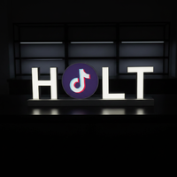Support d'affichage LED personnalisé pour comptoir/table avec lettres en acrylique, alimentation secteur/CC, garantie 1 an