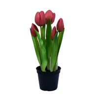 Susunan Bunga Tulip Buatan 5 Tangkai, Mirip Asli dengan Sentuhan Realistis, untuk Wisuda, Hari Ibu, Rumah, Kantor, Meja