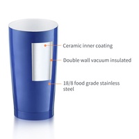 Gobelet en acier inoxydable à large bouche 20 oz isolé sous vide sans arrière-goût métallique enduit de céramique pour l'eau, le café et le thé