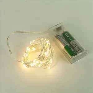 Sıcak beyaz AA pil işletilen 2M LED gümüş tel peri ay Led dize ışıkları
